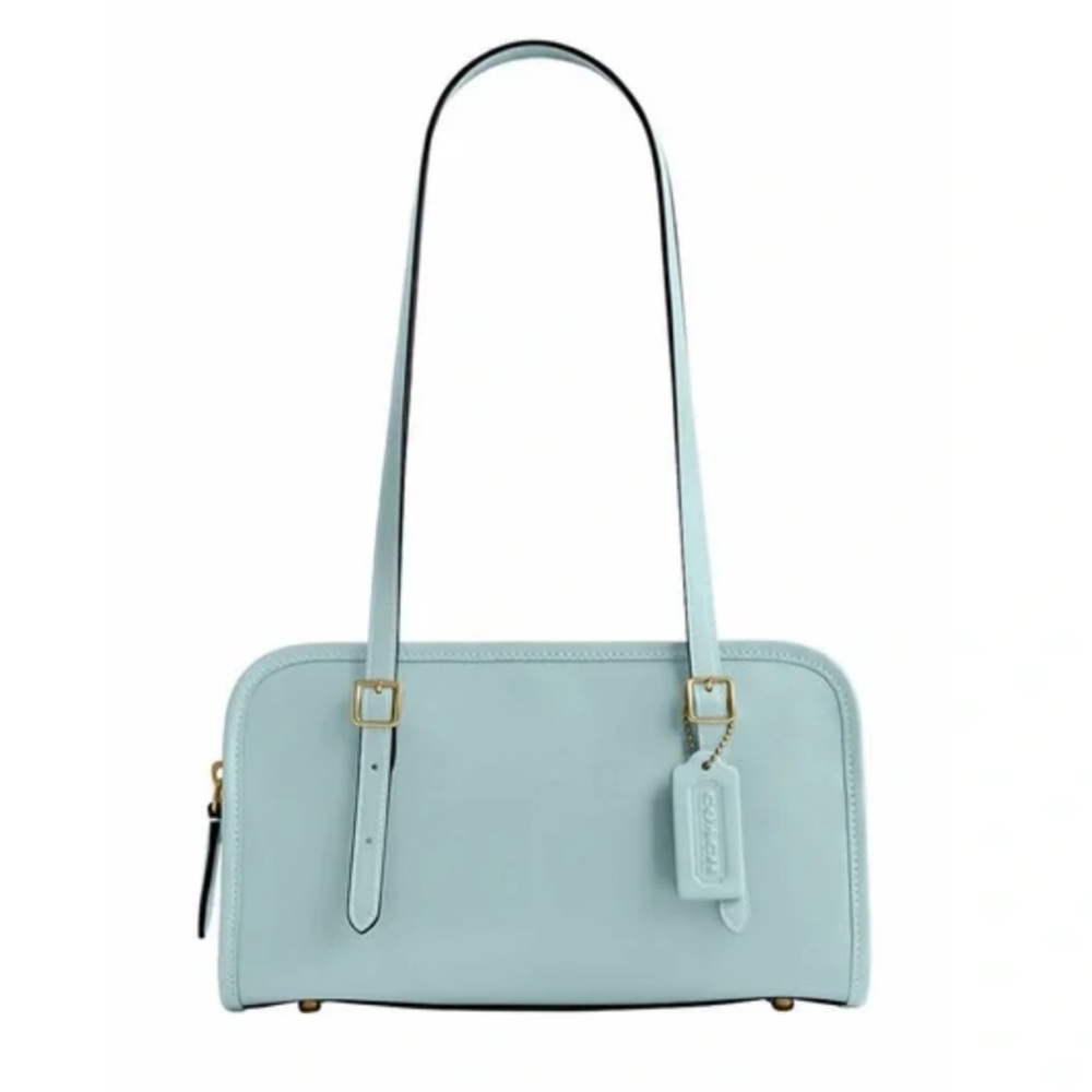 Coach Swing Zip 20 Light Blue Leather Bag Glovetanned - Picture 5 of 7
